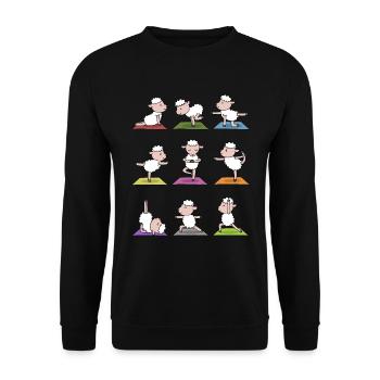 Yoga Sheep Meditation Yogi Namaste Gift - Unisex Sweatshirt - black - Front - Alina (178cm) & Michal (187cm)