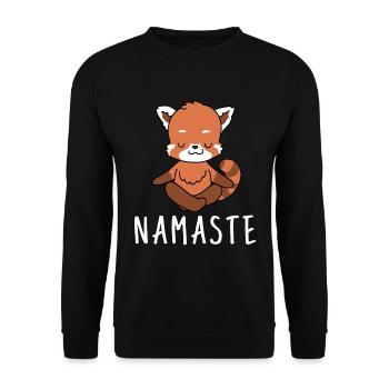 Yoga Roter Panda Meditation Yogi Namaste Geschenk - Unisex Pullover - Schwarz - Vorne - Alina (178cm) & Michal (187cm)