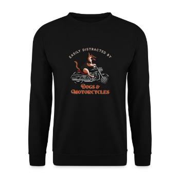 Easily Distracted By Dogs & Motorcycles Funny Gift - Unisex Sweatshirt - black - Front - Alina (178cm) & Michal (187cm)