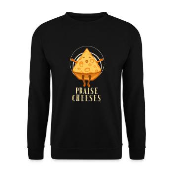 Lob Käse - Funny Jesus Christian Cheese Gift - Unisex Pullover - Schwarz - Vorne - Alina (178cm) & Michal (187cm)