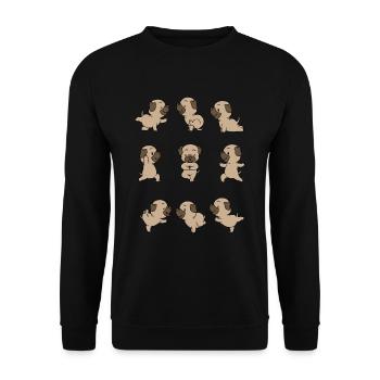 Yoga Pug Meditation Yogi Namaste Gift - Unisex Sweatshirt - black - Front - Alina (178cm) & Michal (187cm)