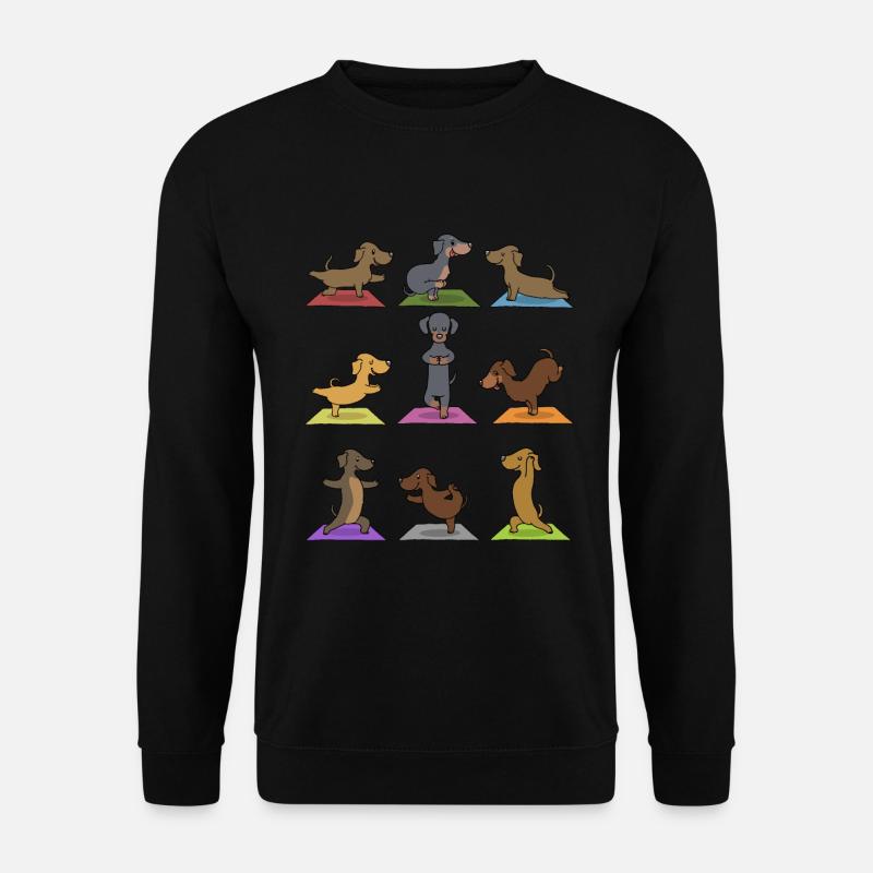 Yoga Dackel Meditation Yogi Namaste Geschenk - Unisex Pullover - Schwarz