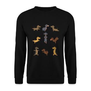 Yoga Dachshund Meditation Yogi Namaste Gift - Unisex Sweatshirt - black - Front - Alina (178cm) & Michal (187cm)