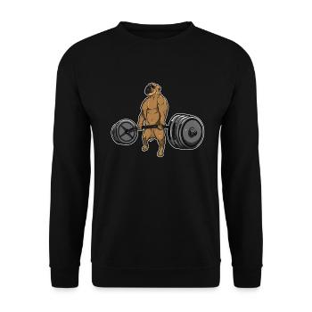 Deadlift Pug - Funny Gym Dog Bodybuilder Gift - Unisex Sweatshirt - black - Front - Alina (178cm) & Michal (187cm)