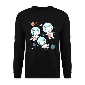 Cadeau espace espace astronaute lapin - Sweat-shirt Unisexe - noir - Devant - Alina (178cm) & Michal (187cm)