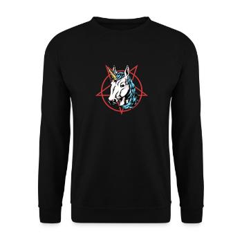 Cadeau de festival de musique métal licorne en métal - Sweat-shirt Unisexe - noir - Devant - Alina (178cm) & Michal (187cm)
