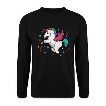 Flying Unicorn Musician - Clarinetist & Flutist - Unisex Sweatshirt - black - Front - Alina (178cm) & Michal (187cm)