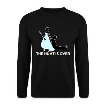 The Hunt Is Over - Funny Wedding Gift - Unisex Sweatshirt - black - Front - Alina (178cm) & Michal (187cm)