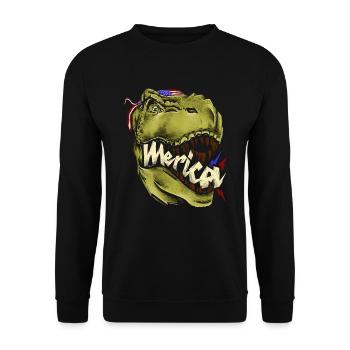 Merica T Rex - Patriotischer amerikanischer Trex-Dinosaurier - Unisex Pullover - Schwarz - Vorne - Alina (178cm) & Michal (187cm)