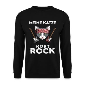 Rock Cat Rock and Roll Music Festival Gift - Unisex Sweatshirt - black - Front - Alina (178cm) & Michal (187cm)