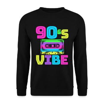 90s Vibe - Retro Vintage 90s Music Gift - Unisex Sweatshirt - black - Front - Alina (178cm) & Michal (187cm)