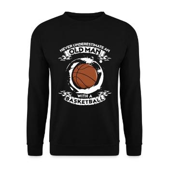 Ne jamais sous-estimer un vieil homme avec du basket - Sweat-shirt Unisexe - noir - Devant - Alina (178cm) & Michal (187cm)