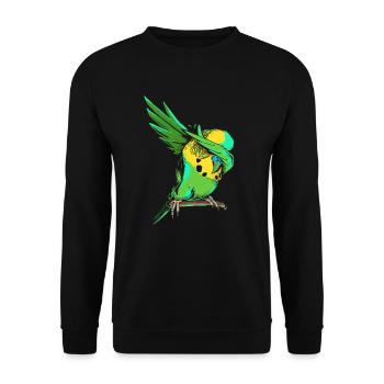 Dabbing Budgie - Funny Dab Budgerigar Owner Gift - Unisex Sweatshirt - black - Front - Alina (178cm) & Michal (187cm)