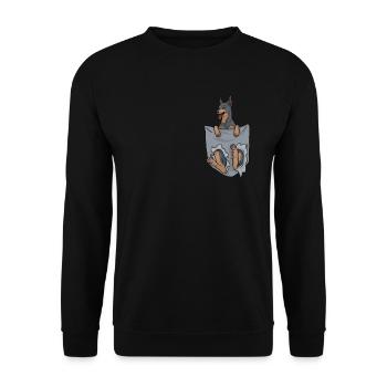 Doberman dans le cadeau d'amant de chien de poche de poitrine - Sweat-shirt Unisexe - noir - Devant - Alina (178cm) & Michal (187cm)