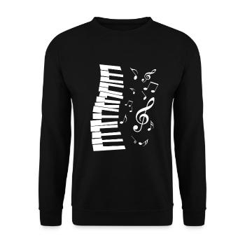 Klavier Musiker Flügel Piano Noten Geschenk - Unisex Pullover - Schwarz - Vorne - Alina (178cm) & Michal (187cm)