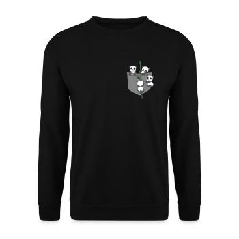 Panda in breast pocket - Unisex Sweatshirt - black - Front - Alina (178cm) & Michal (187cm)
