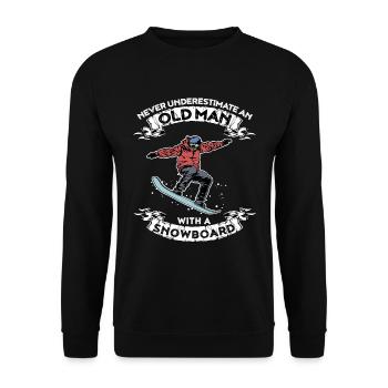 Ne jamais sous-estimer un vieil homme avec un snowboard - Sweat-shirt Unisexe - noir - Devant - Alina (178cm) & Michal (187cm)