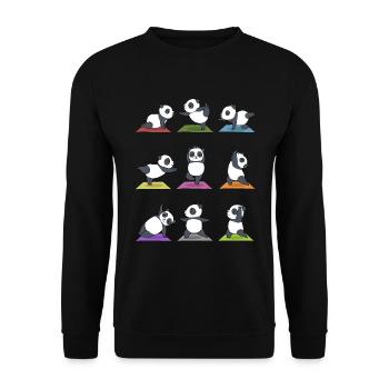 Yoga Panda - Unisex Pullover - Schwarz - Vorne - Alina (178cm) & Michal (187cm)