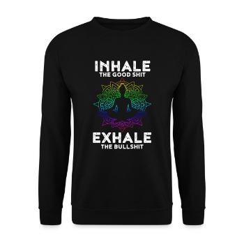 Cadeau de bain de bonne expiration pour le yoga - Sweat-shirt Unisexe - noir - Devant - Alina (178cm) & Michal (187cm)