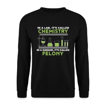 Chimie Drôle Chimie Garage Crime Gift - Sweat-shirt Unisexe - noir - Devant - Alina (178cm) & Michal (187cm)