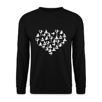 Yoga Lustige Yoga Herz Positionen Geschenk - Unisex Pullover - Schwarz - Vorne - Alina (178cm) & Michal (187cm)