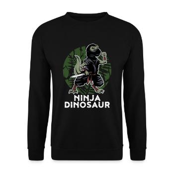 Ninja Dinosaurier Kampfkunst Ninjutsu Kämpfer - Unisex Pullover - Schwarz - Vorne - Alina (178cm) & Michal (187cm)