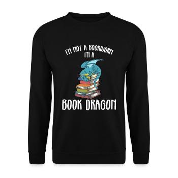I am not a bookworm but a book dragon - Unisex Sweatshirt - black - Front - Alina (178cm) & Michal (187cm)