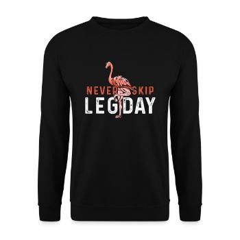 Ne jamais sauter le jour de la jambe - Funny Fitness Flamingo - Sweat-shirt Unisexe - noir - Devant - Alina (178cm) & Michal (187cm)