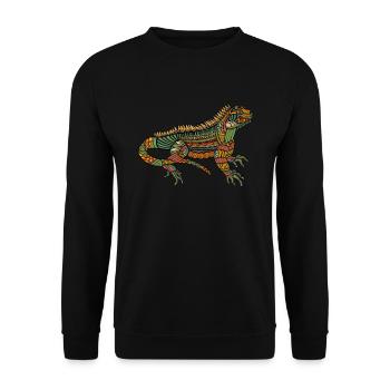 Spiritueller Leguan - Magisches & Zier-Reptil - Unisex Pullover - Schwarz - Vorne - Alina (178cm) & Michal (187cm)