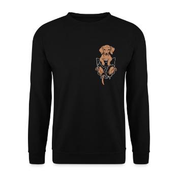 Dachshund Funny Dachshund in breast pocket gift - Unisex Sweatshirt - black - Front - Alina (178cm) & Michal (187cm)