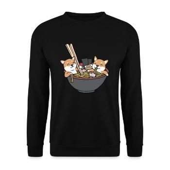 Shiba Inu Funny Shiba Inu Ramen Gift - Unisex Sweatshirt - black - Front - Alina (178cm) & Michal (187cm)