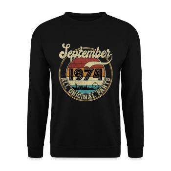 Septembre 1974 Toutes les pièces d'origine - Sweat-shirt Unisexe - noir - Devant - Alina (178cm) & Michal (187cm)