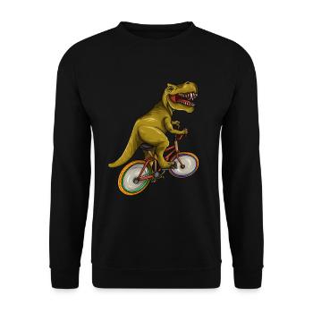 T Rex Riding Bicycle - Funny Dinosaur Bike Cyclist - Unisex Sweatshirt - black - Front - Alina (178cm) & Michal (187cm)