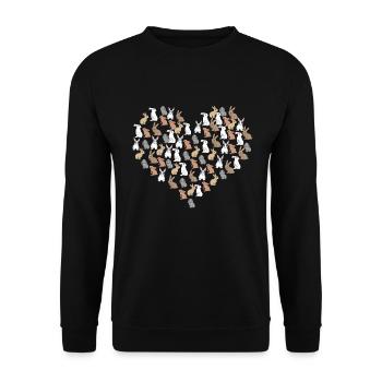 Hasen Herz Lustiges Hasen Geschenk - Unisex Pullover - Schwarz - Vorne - Alina (178cm) & Michal (187cm)