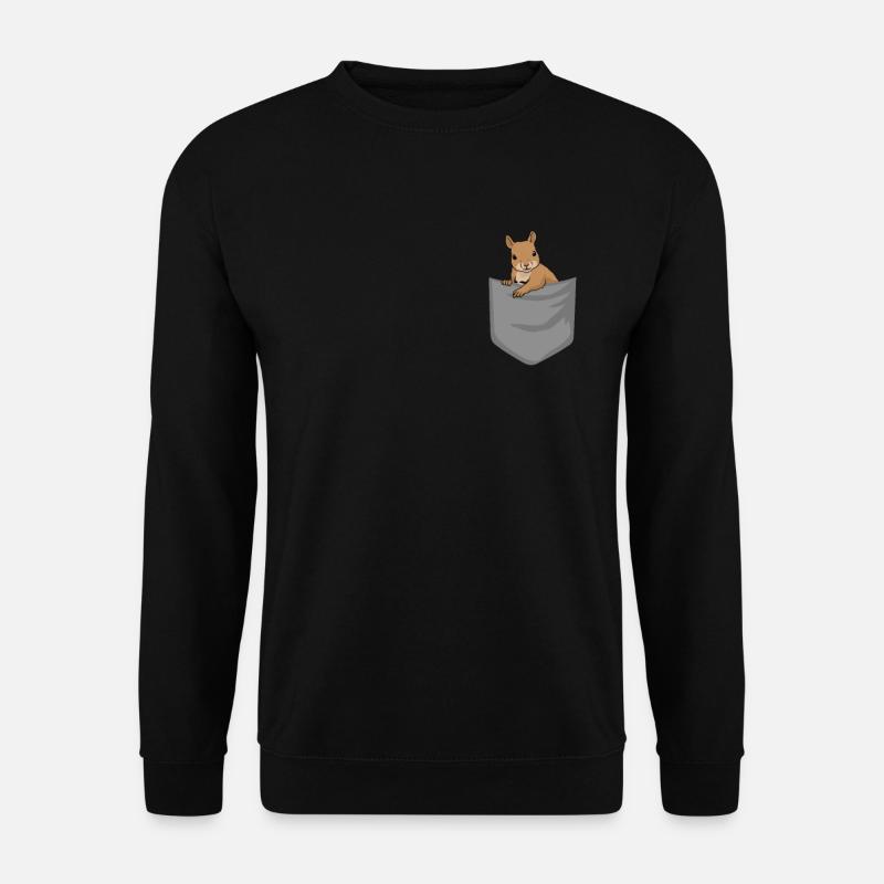 Eichhörnchen in Brusttasche Tier in Tasche - Unisex Pullover - Schwarz