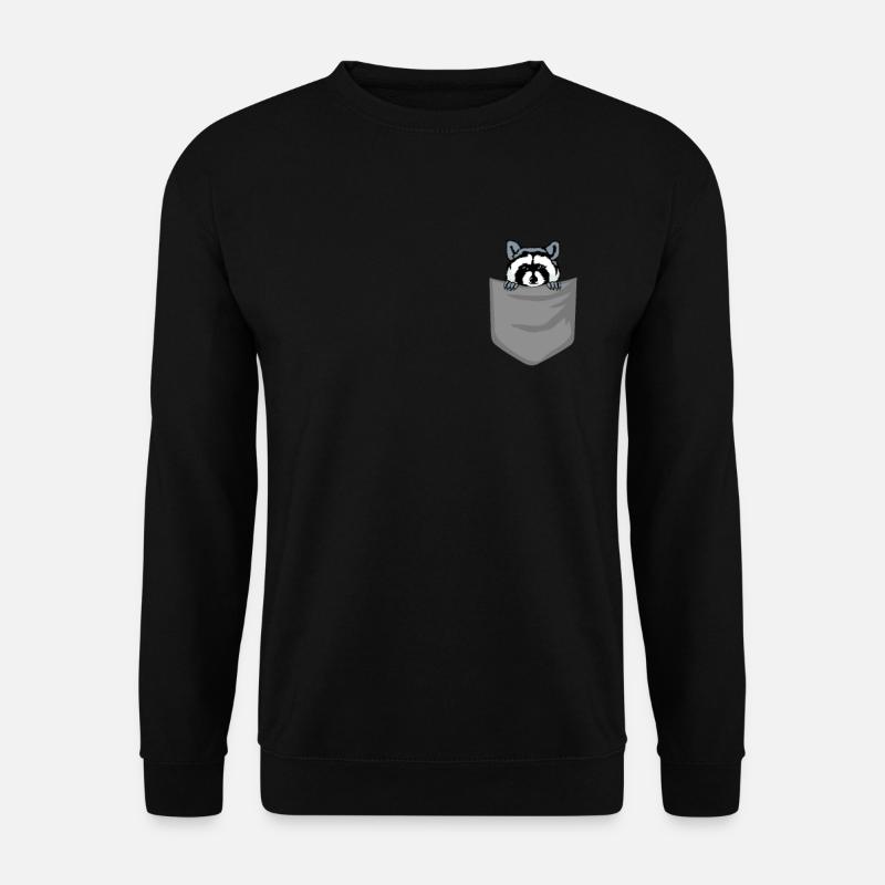 Waschbär in Brusttasche Bär in Tasche Geschenk - Unisex Pullover - Schwarz