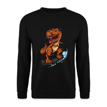 Skateboarding T Rex - Trex Dinosaur Skateboarder - Unisex Sweatshirt - black - Front - Alina (178cm) & Michal (187cm)