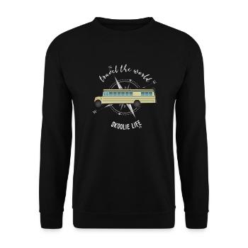 Skoolie Life Converted school bus - Unisex Sweatshirt - black - Front - Alina (178cm) & Michal (187cm)