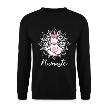 Unicorn Yoga Meditation Yogi Namaste Gift - Unisex Sweatshirt - black - Front - Alina (178cm) & Michal (187cm)