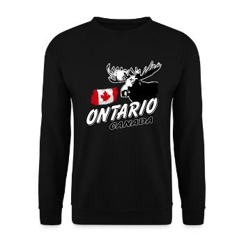 Ontario - Moose & Flag - Unisex Pullover - Schwarz - Vorne - Alina (178cm) & Michal (187cm)