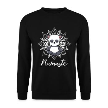 Panda Yoga Meditation Yogi Namaste Geschenk - Unisex Pullover - Schwarz - Vorne - Alina (178cm) & Michal (187cm)