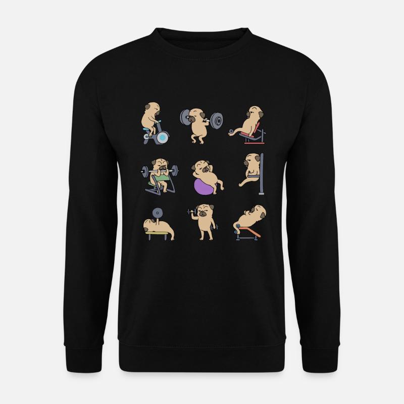 Mops Workout Fitness Gym Lustiges Mops Geschenk - Unisex Pullover - Schwarz