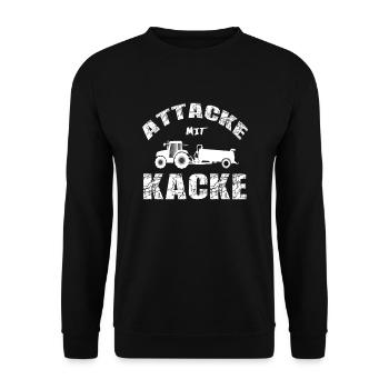 Landwirt Bauer Attacke mit Kacke - Unisex Pullover - Schwarz - Vorne - Alina (178cm) & Michal (187cm)