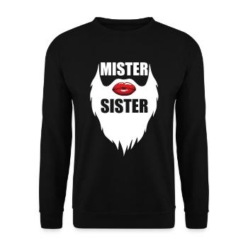 Mister Sister Bearded Men's Red Lips Funny - Unisex Sweatshirt - black - Front - Alina (178cm) & Michal (187cm)