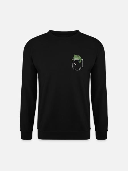 Frosch in der Brusttasche Frosch Jäger Sammler - Unisex Pullover - Schwarz