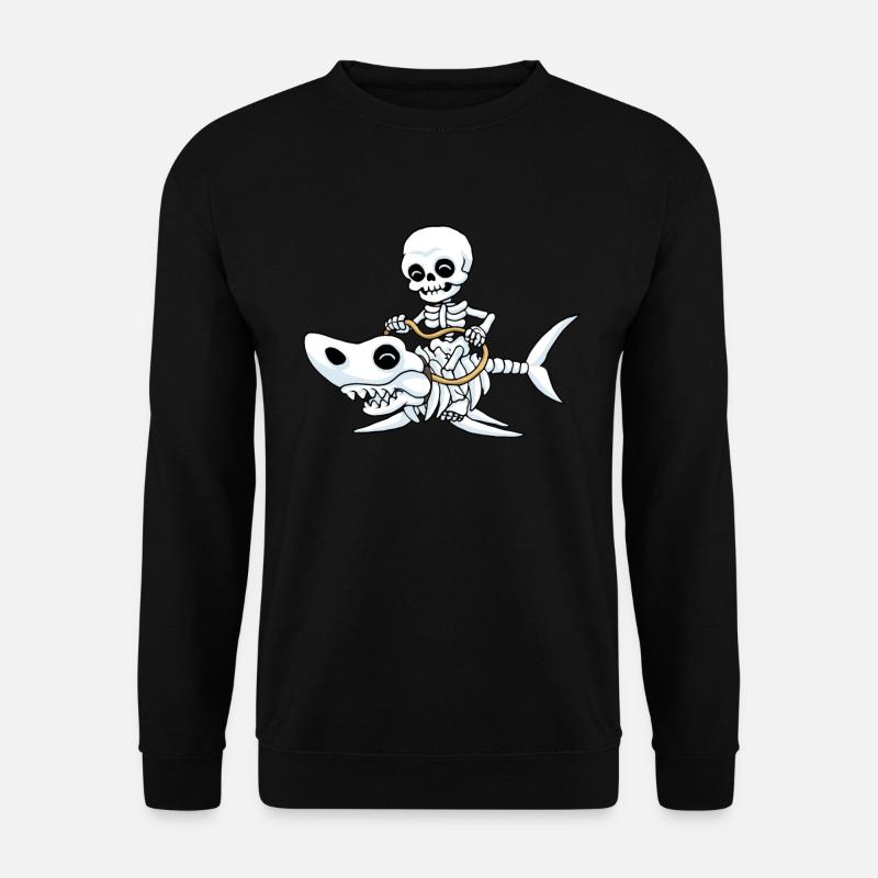 Hai Halloween Skelett Knochen Lustiges Geschenk - Unisex Pullover - Schwarz