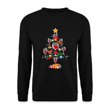 Wine Lovers Christmas Tree Pine Funny Gift - Unisex Sweatshirt - black - Front - Alina (178cm) & Michal (187cm)
