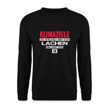 Klimaziele Klimawandel Lustiger Spruch - Unisex Pullover - Schwarz - Vorne - Alina (178cm) & Michal (187cm)