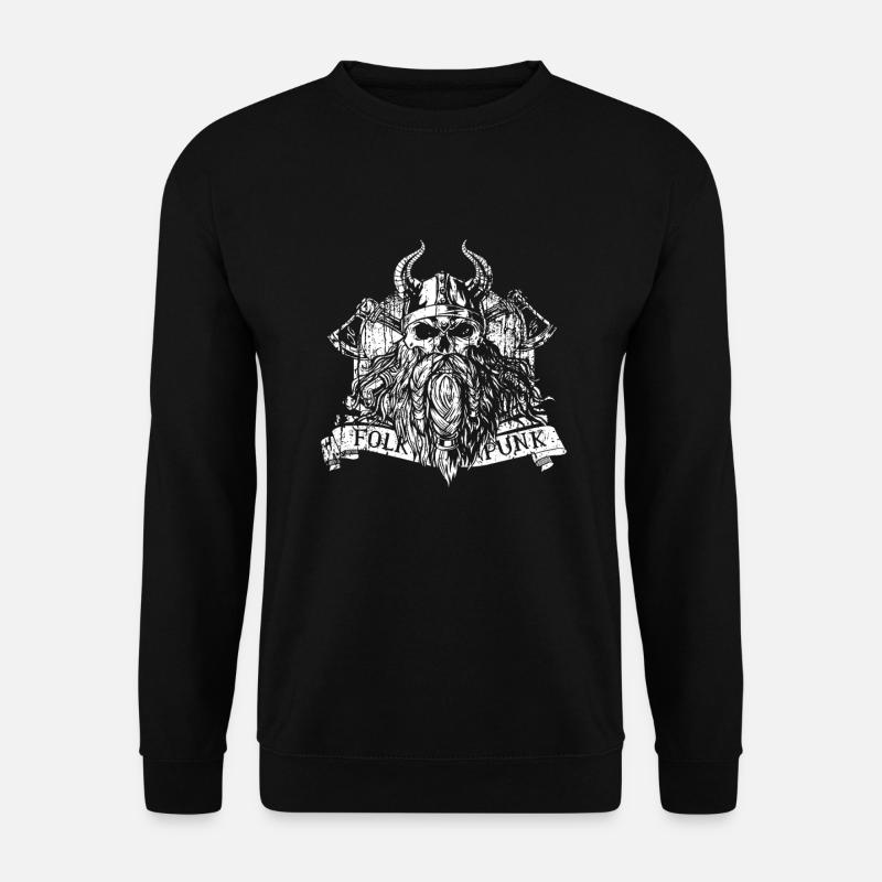 Folk Punk Winkinger mit Axt & Hörner - Unisex Pullover - Schwarz