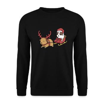 Guinea Pig Christmas Funny Guinea Pig - Unisex Sweatshirt - black - Front - Alina (178cm) & Michal (187cm)